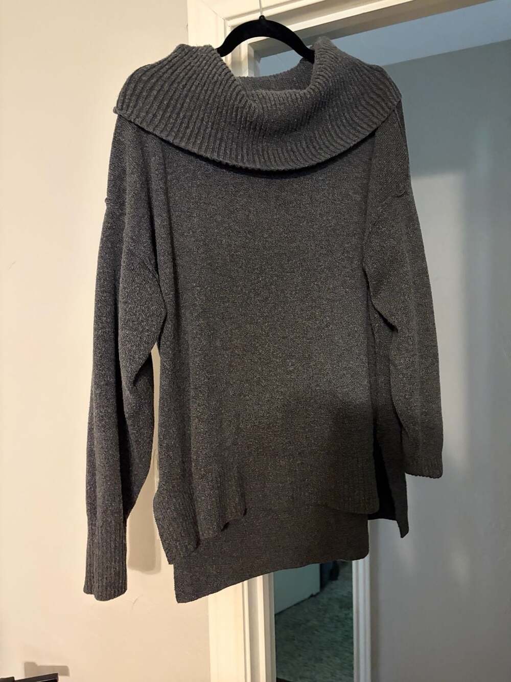 Terra & Sky Charcoal Grey Cowl Neck Knit Sweater